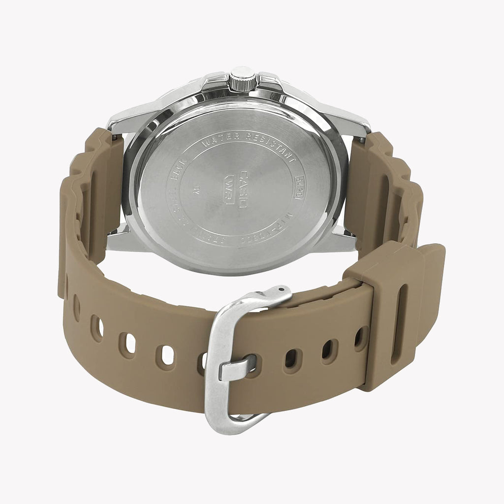 CASIO MTP-VD300-5BUDF SPORTY ELEGANCE - VERSATILE MEN'S WATCH WITH BLACK DIAL & BROWN RESIN BAND