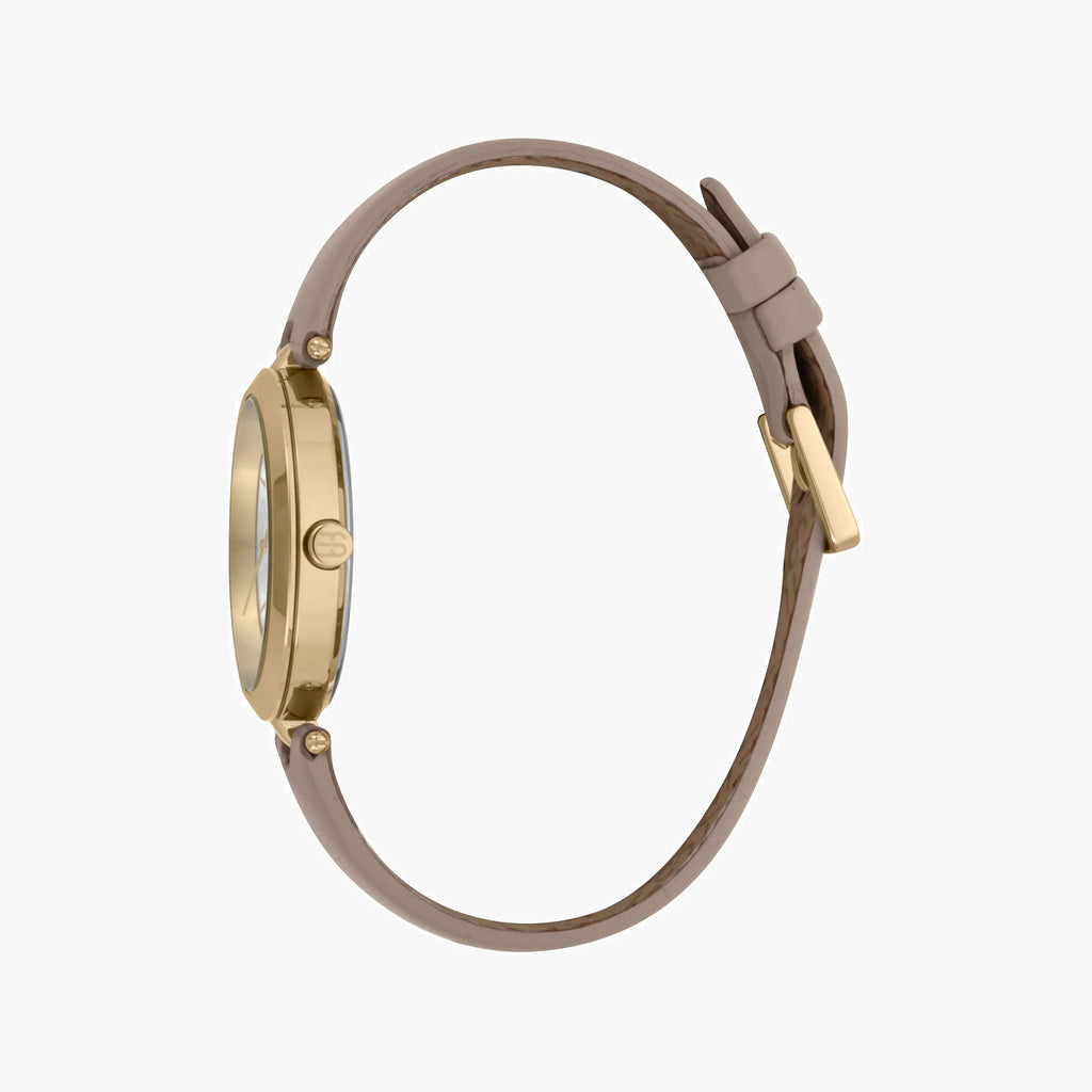 ESPRIT Women's Watch with Silver Stainless Steel Case and Beige Leather Band