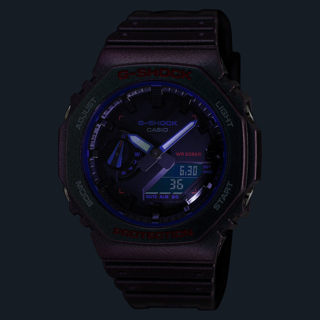 CASIO G-SHOCK GA-2100AH-6ADR - VIBRANT PURPLE ADVENTURER Men's Watch with durable resin band and sleek black dial