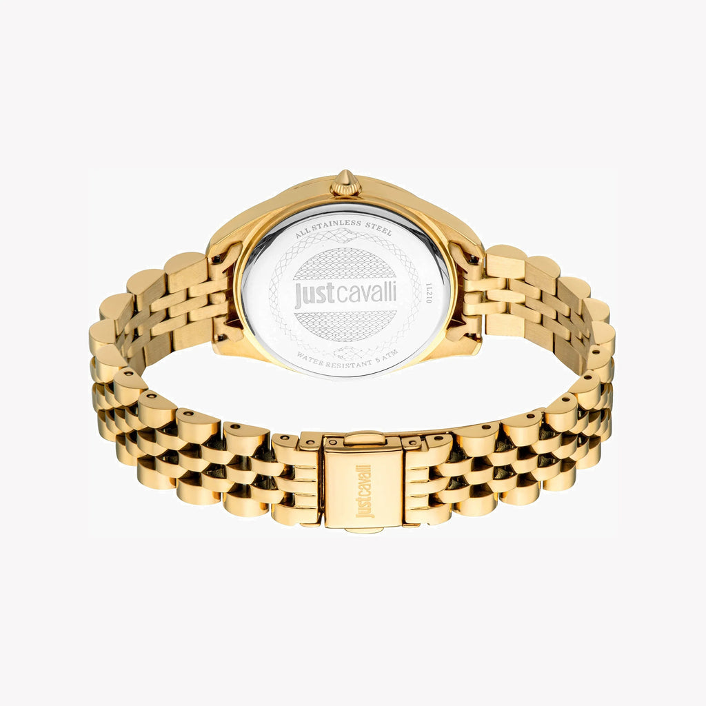 JUST CAVALLI Women's Watch with Gold Stainless Steel Case and Gold Stainless Steel Band