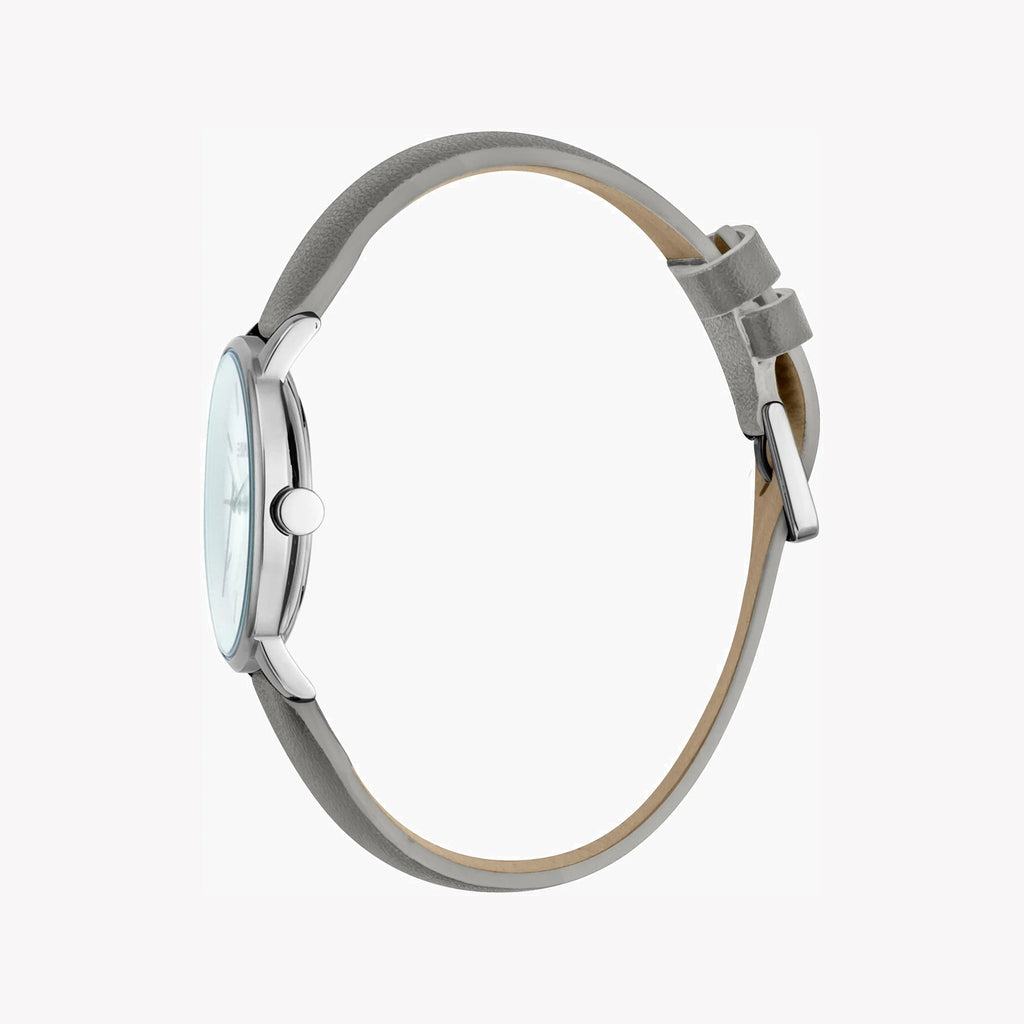 ESPRIT Women's Watch with Silver Stainless Steel Case and Gray Leather Band