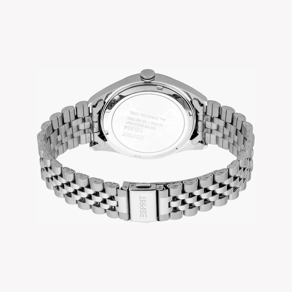 ESPRIT MEN'S STAINLESS STEEL TIMEPIECE - ELEGANT BLACK DIAL & SILVER BAND WATCH 42MM