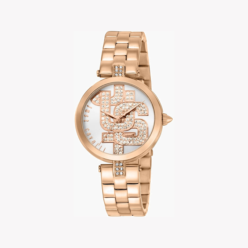 JUST CAVALLI Women's Watch with Rose Gold Stainless Steel Case and Rose Gold Stainless Steel Band