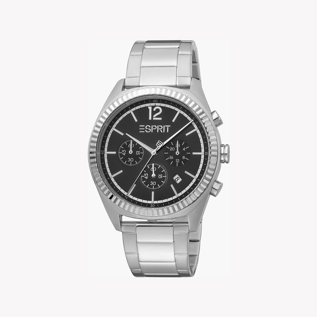 ESPRIT MEN'S STAINLESS STEEL TIMEPIECE - ELEGANT BLACK DIAL & SILVER BAND