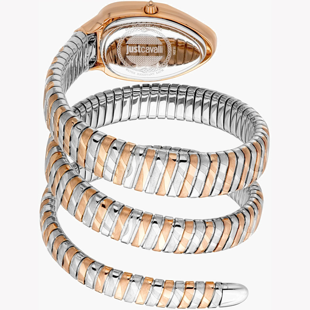 JUST CAVALLI Women's Watch with Rose Gold Stainless Steel Case and Silver & Rose Gold Stainless Steel Band