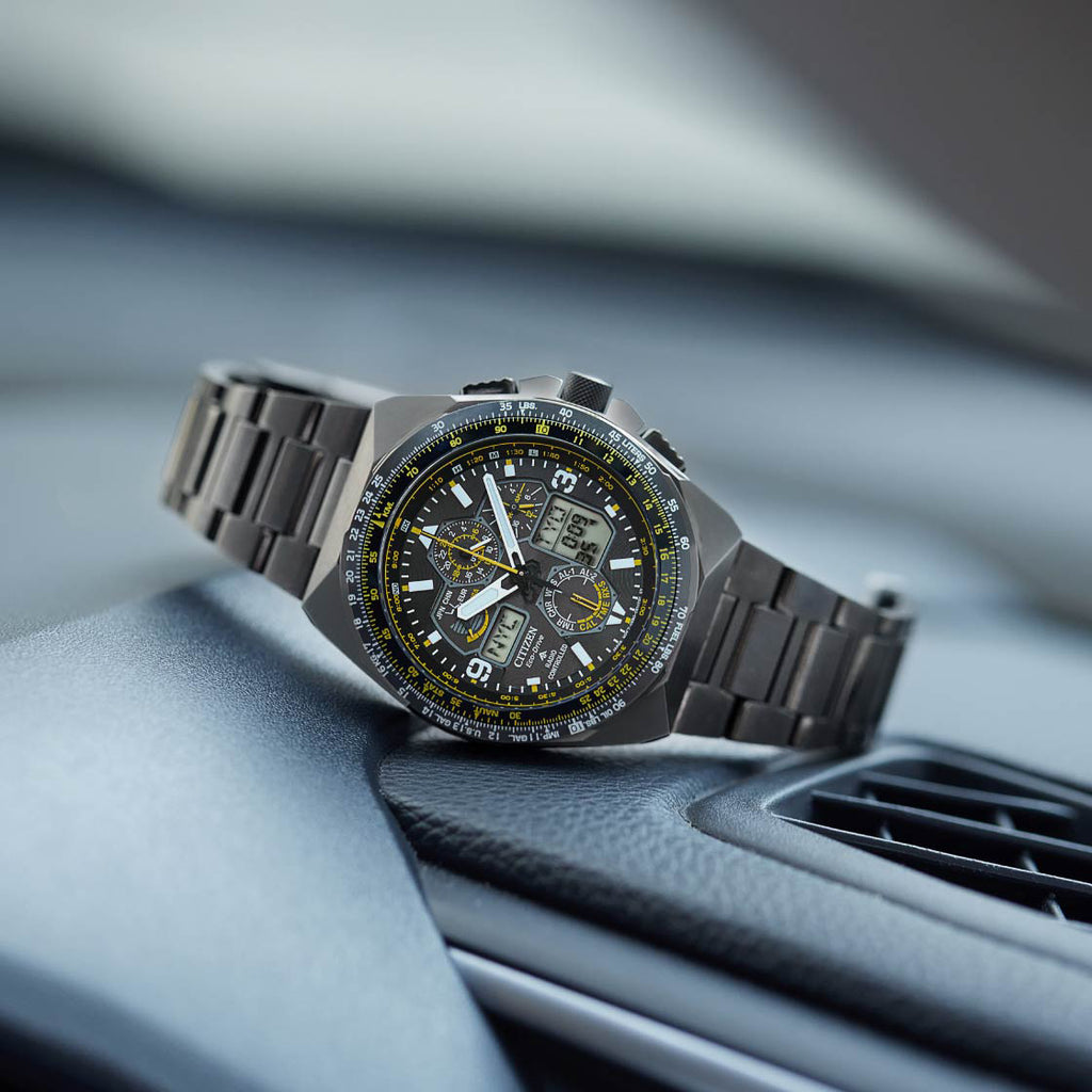 CITIZEN JY8127-59E MASTERFUL PRECISION - BLACK STAINLESS STEEL MEN'S WATCH with Chronograph & World Time