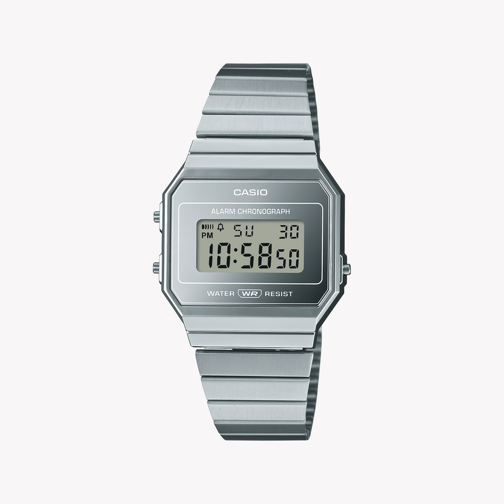 CASIO A700WEV-7ADF - SPORTY ELEGANCE DIGITAL TIMEPIECE WITH STAINLESS STEEL BAND