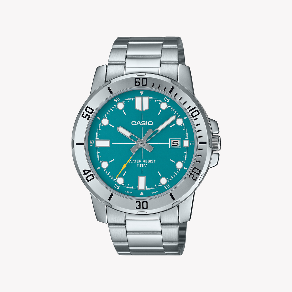 CASIO MTP-VD01D-3E2VUDF SPORTY ELEGANCE - STYLISH MEN'S WATCH WITH BLUE DIAL & STAINLESS STEEL BAND