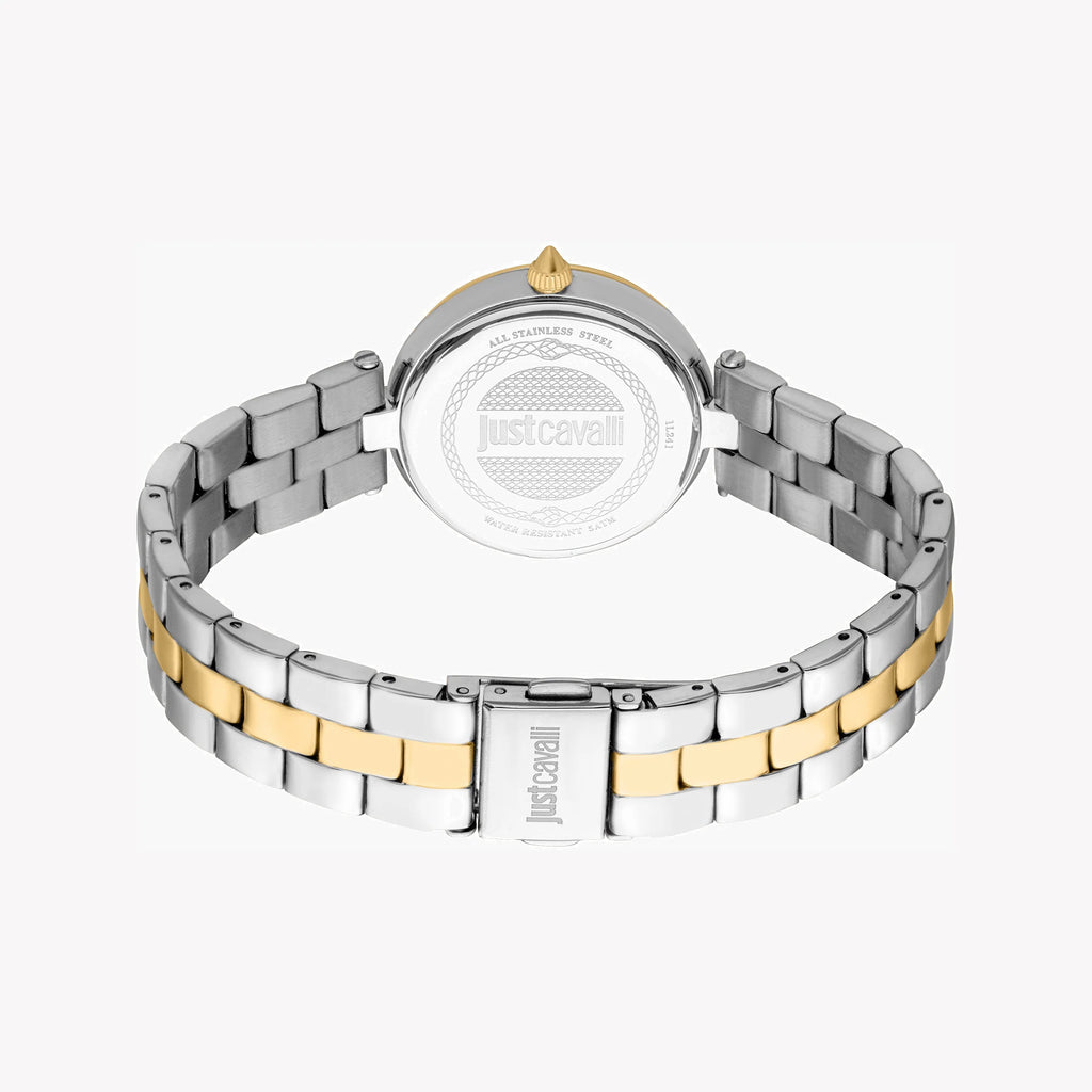 JUST CAVALLI Women's Watch with Silver & Gold Stainless Steel Case and Silver & Gold Stainless Steel Band