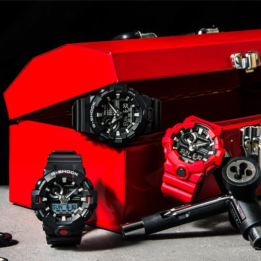 CASIO G-SHOCK GA-700-1A - BOLD ADVENTURER UNISEX WATCH with black resin band and striking digital display