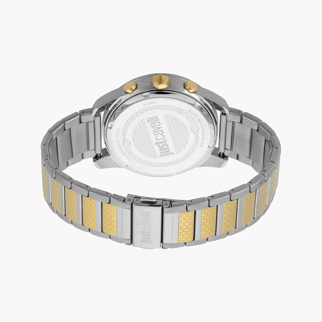JUST CAVALLI JG1G204M0075 ELEGANT TIMEPIECE - SOPHISTICATED MEN'S WATCH WITH SILVER & GOLD STAINLESS STEEL BAND