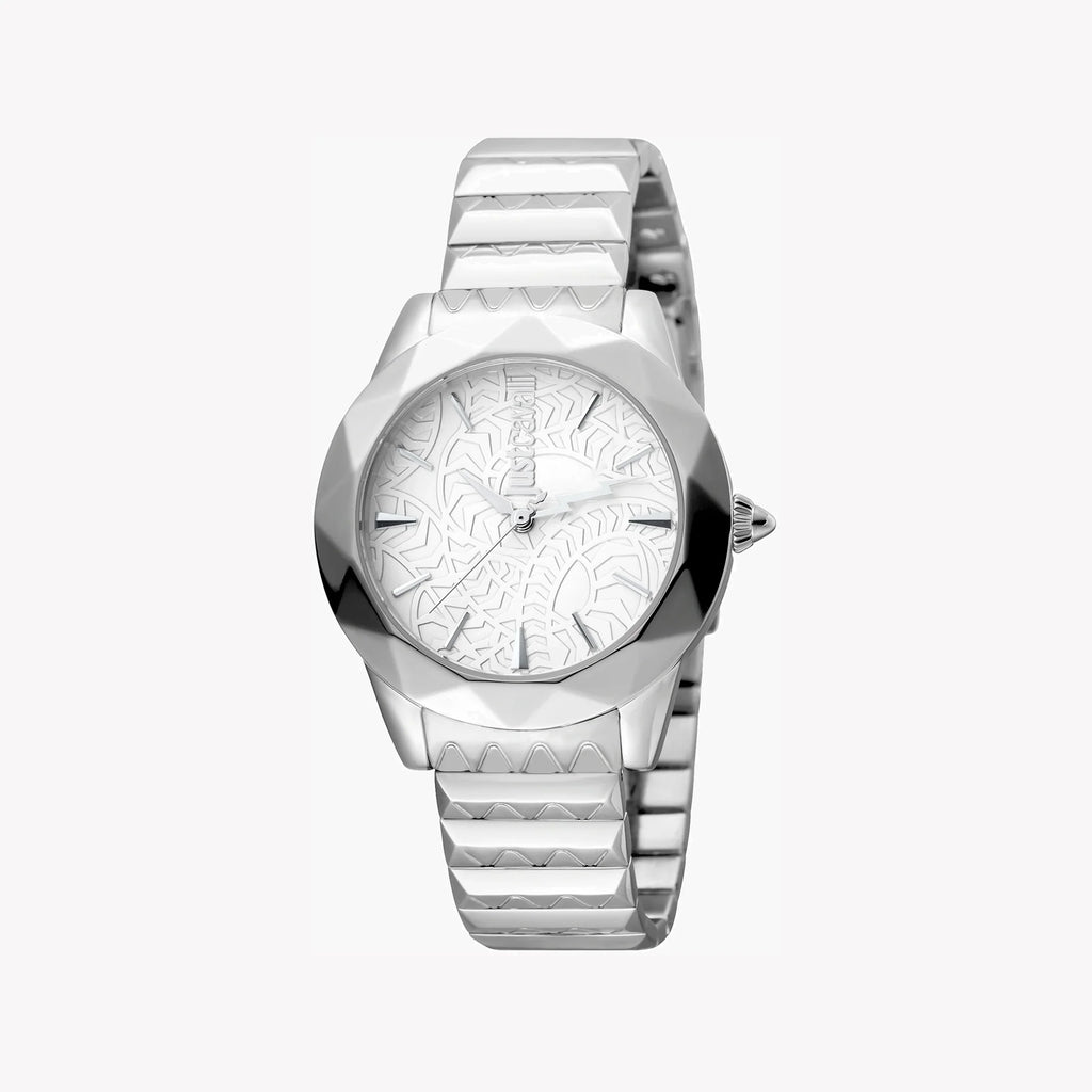 JUST CAVALLI Women's Watch with Silver Stainless Steel Case and Silver Stainless Steel Band