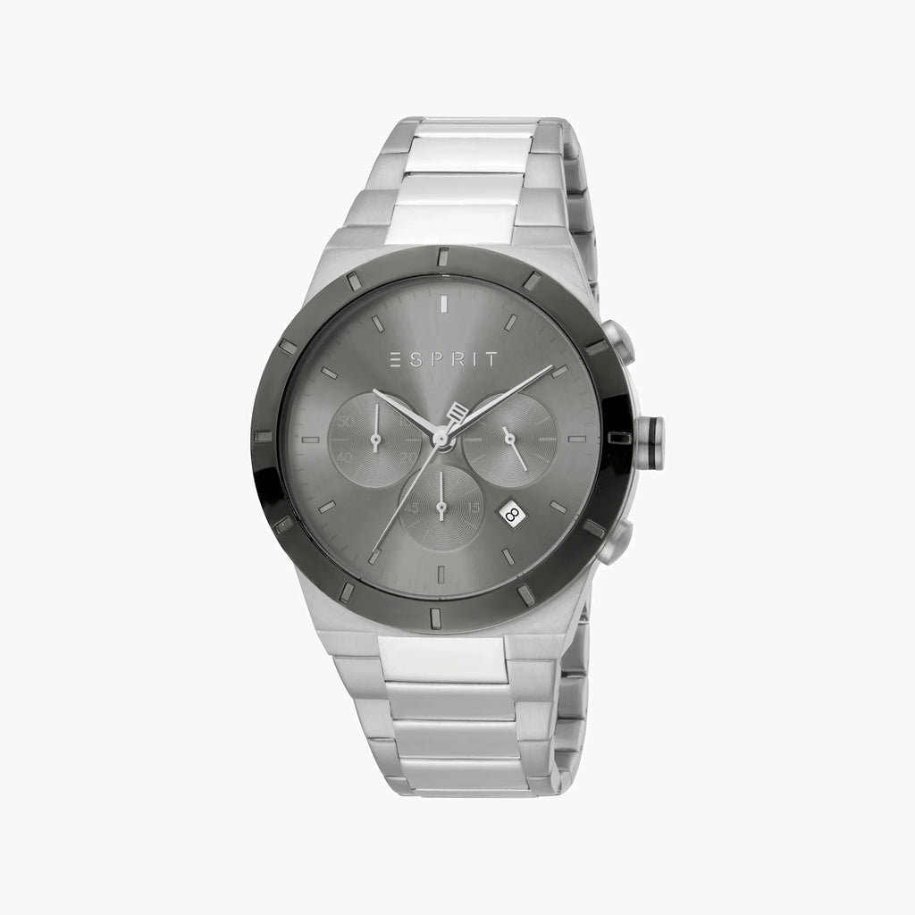 ESPRIT MEN'S SILVER & BLACK STAINLESS STEEL WATCH - TIMELESS ELEGANCE FOR EVERY OCCASION