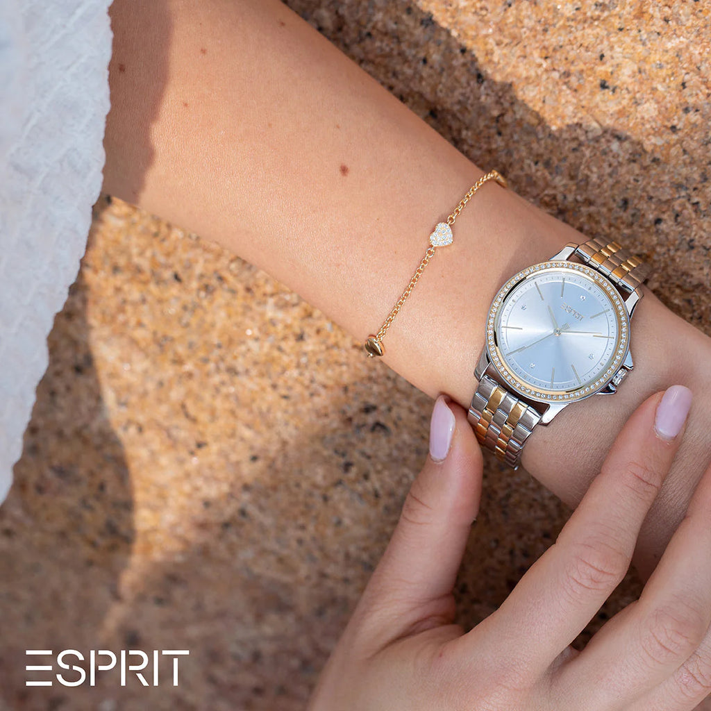 ESPRIT Women's Watch with Silver Stainless Steel Case and Silver & Gold Stainless Steel Band
