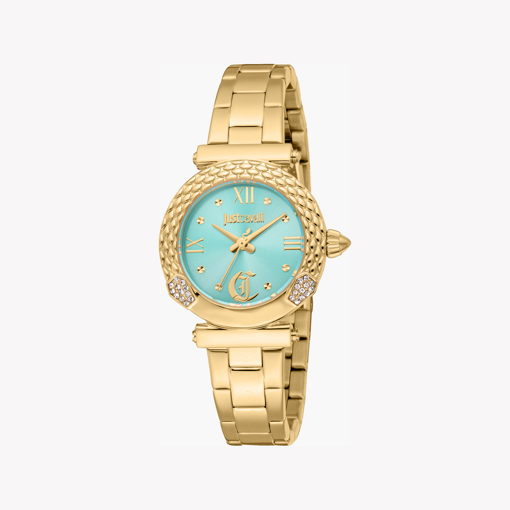 JUST CAVALLI JC1L332M0065 BOLD TURQUOISE - GLEAMING GOLD WOMEN'S WATCH