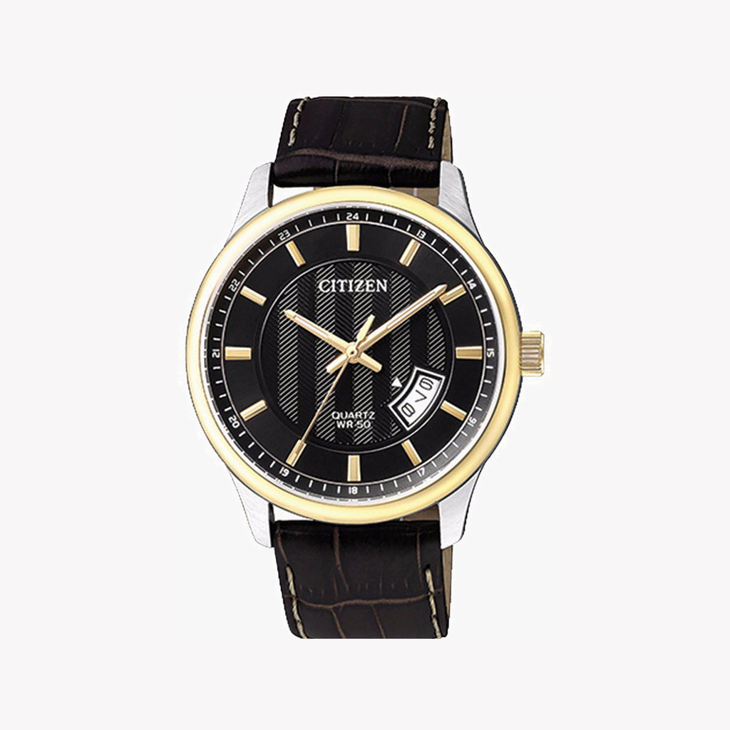 CITIZEN BI1054-12E - ASSERTIVE ELEGANCE: MEN'S GOLD & BLACK TIMEPIECE