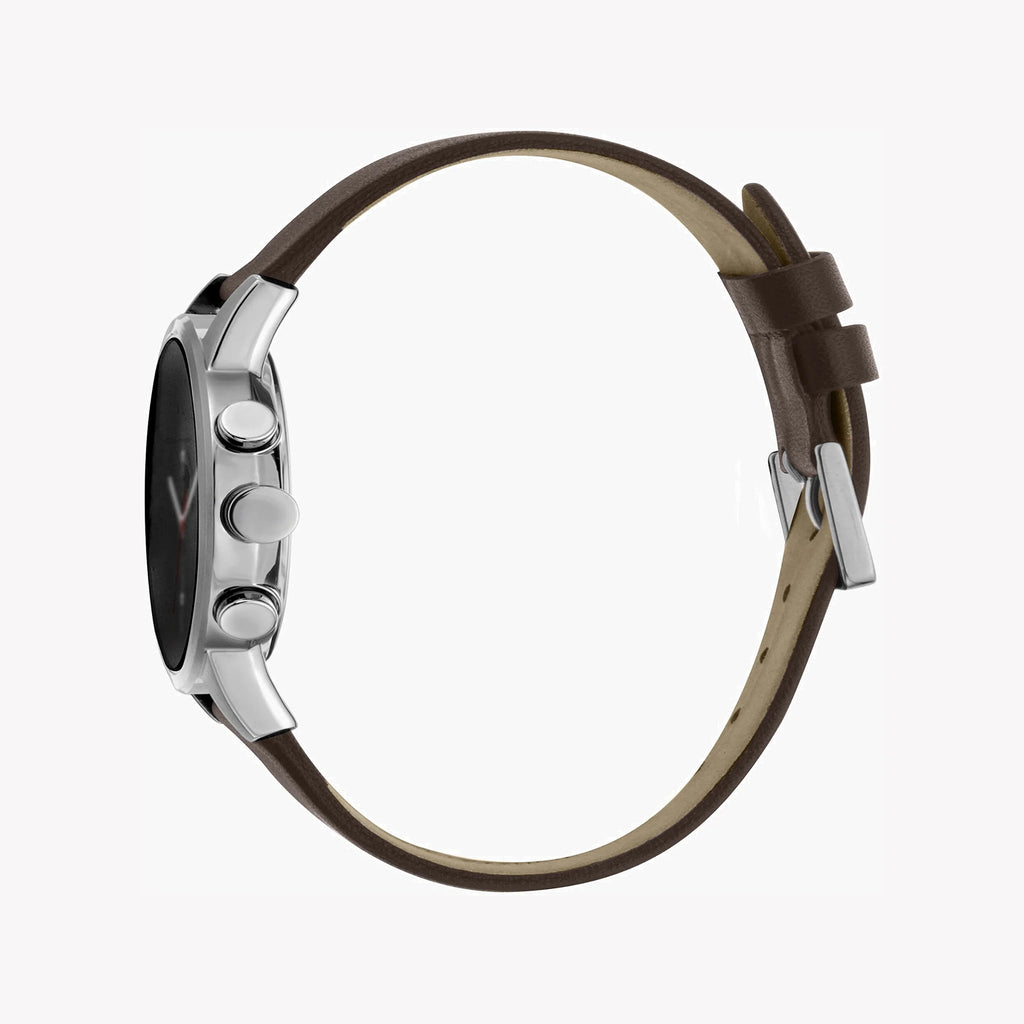 ESPRIT MEN'S ELEGANCE - STUNNING BROWN LEATHER & BLACK DIAL STAINLESS STEEL WATCH
