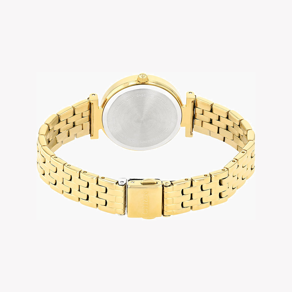 CITIZEN ER0212-50Y GOLD ELEGANCE - VERSATILE WOMEN'S WATCH WITH WHITE DIAL & STAINLESS STEEL BAND