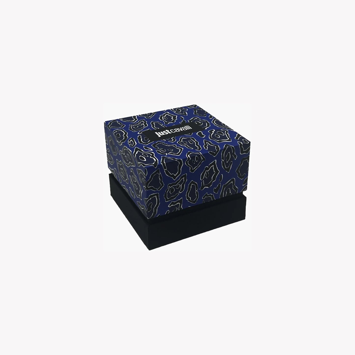 a black box with a blue pattern on it