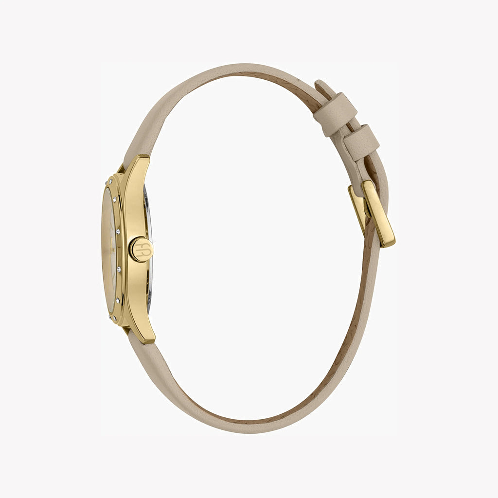 ESPRIT Women's Watch with Silver Stainless Steel Case and Beige Leather Band