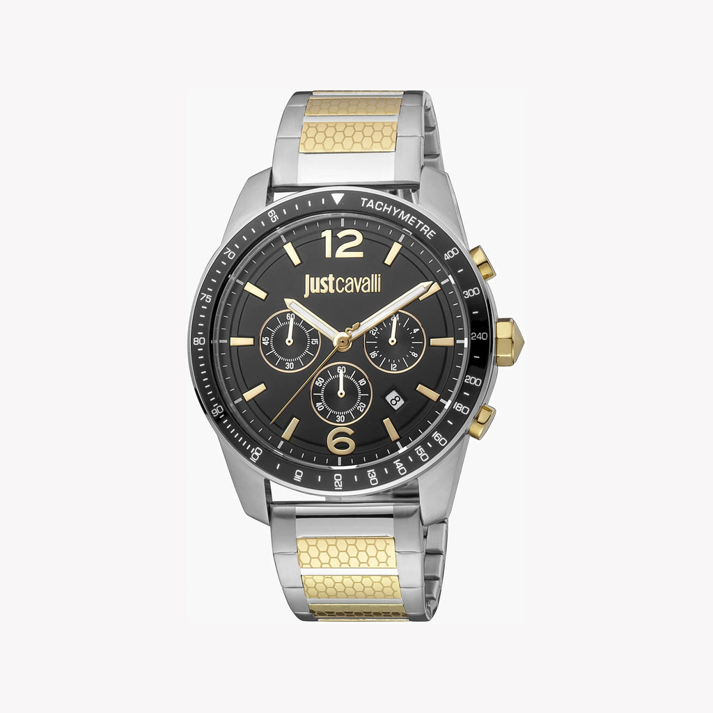 JUST CAVALLI JG1G204M0075 ELEGANT TIMEPIECE - SOPHISTICATED MEN'S WATCH WITH SILVER & GOLD STAINLESS STEEL BAND