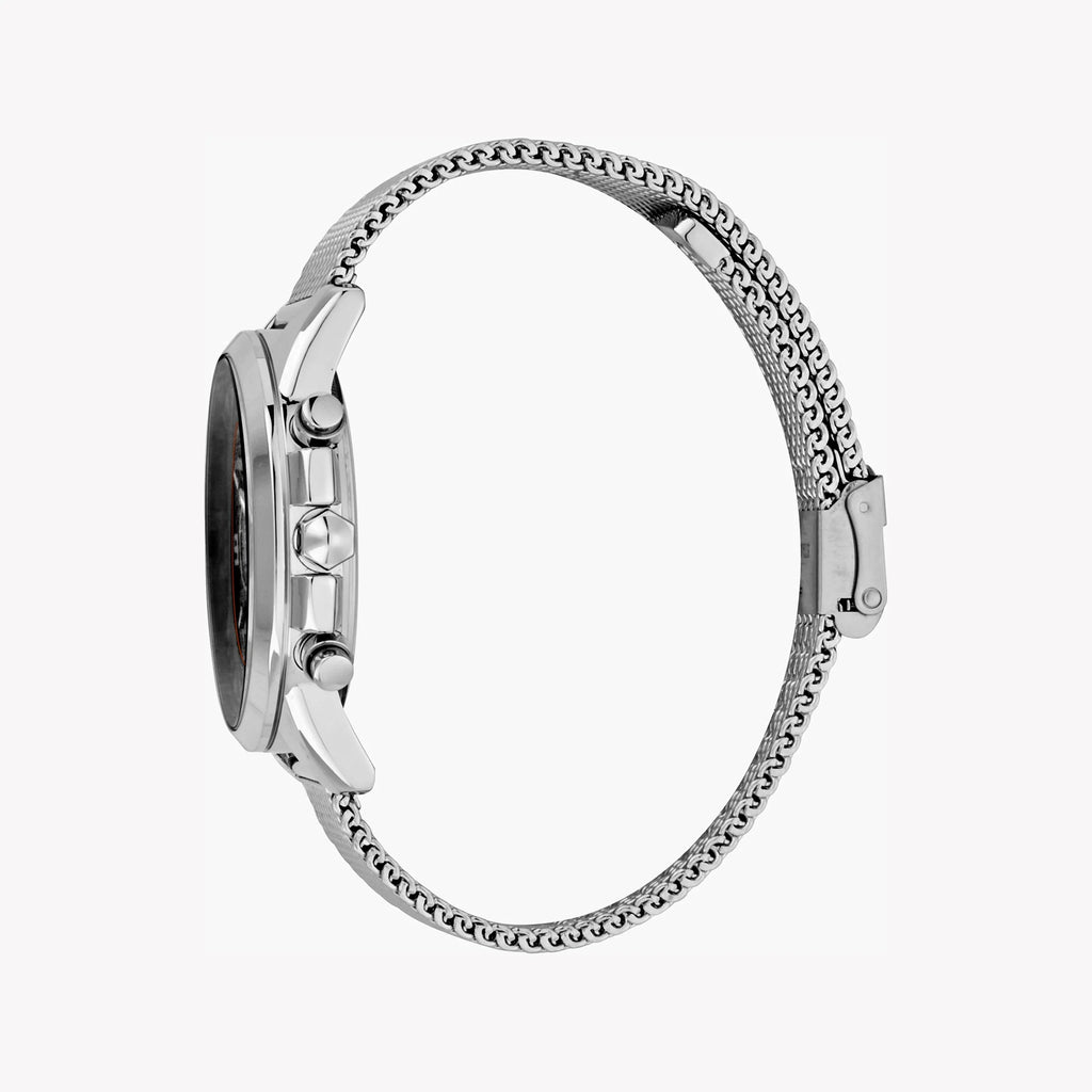 JUST CAVALLI JC1G175M0055 MEN'S ELEGANT BLACK DIAL WATCH - SILVER STAINLESS STEEL BRACELET