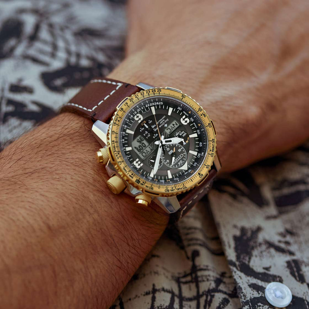 CITIZEN JY8084-17H DYNAMIC VERSATILITY - MEN'S STAINLESS STEEL WATCH WITH CALF LEATHER BAND