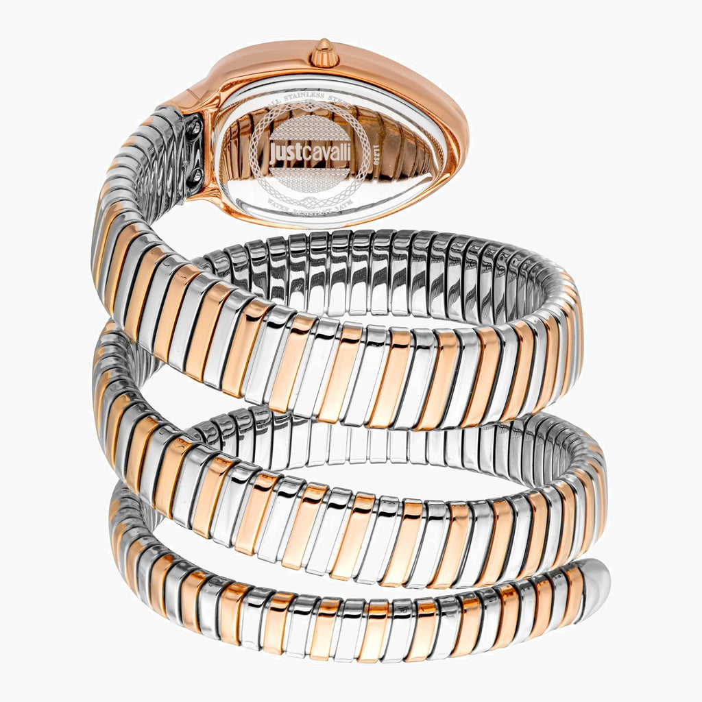 JUST CAVALLI Women's Watch with Rose Gold Stainless Steel Case and Silver & Rose Gold Stainless Steel Band