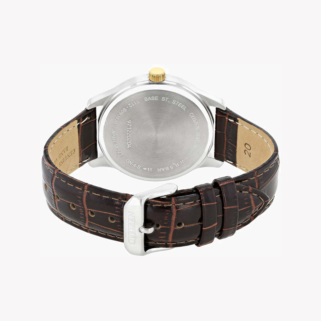 CITIZEN BI1054-04A - ELEGANT ADVENTURER MEN'S WATCH - STAINLESS STEEL & LEATHER COMBO