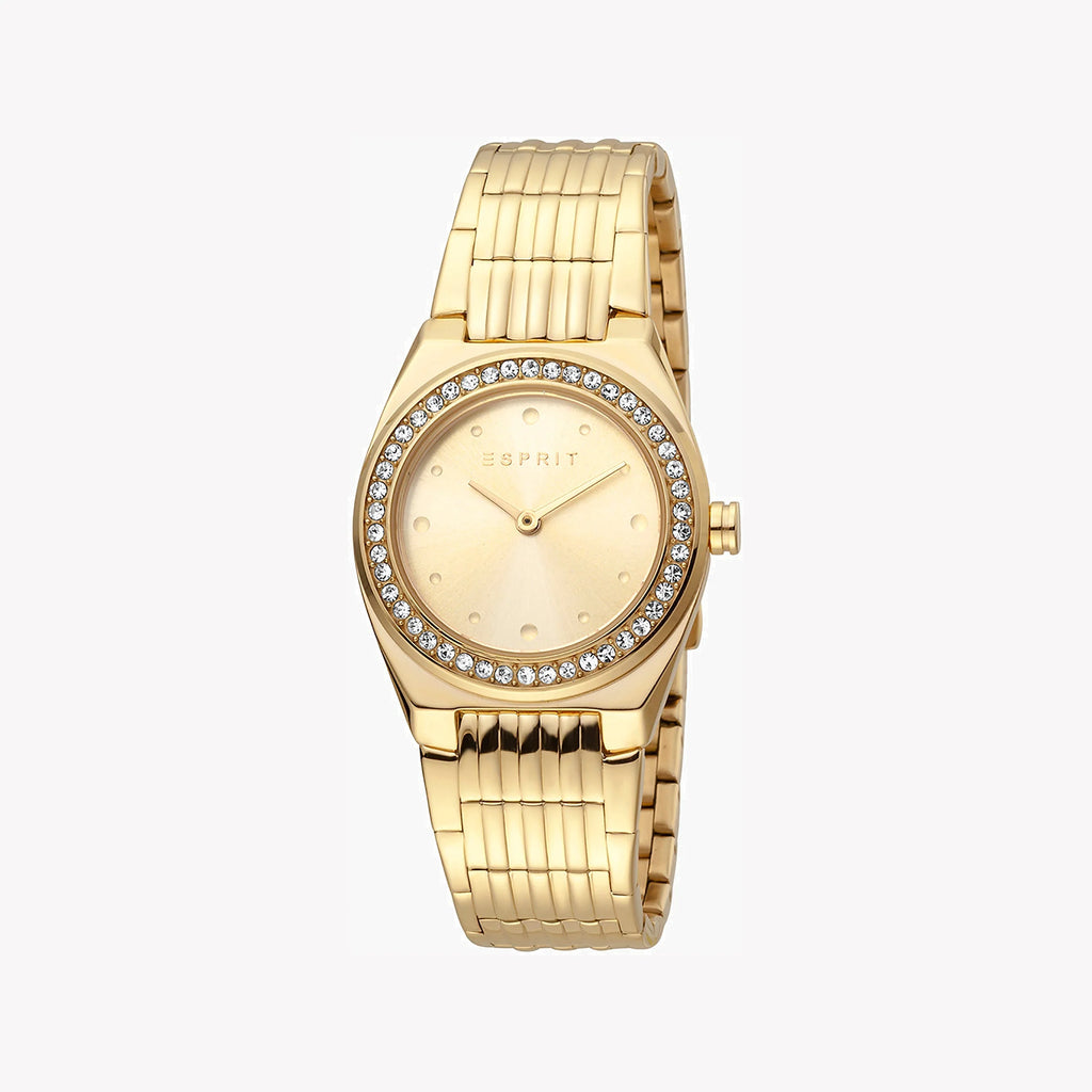 ESPRIT Women's Watch with Gold Stainless Steel Case and Gold Stainless Steel Band