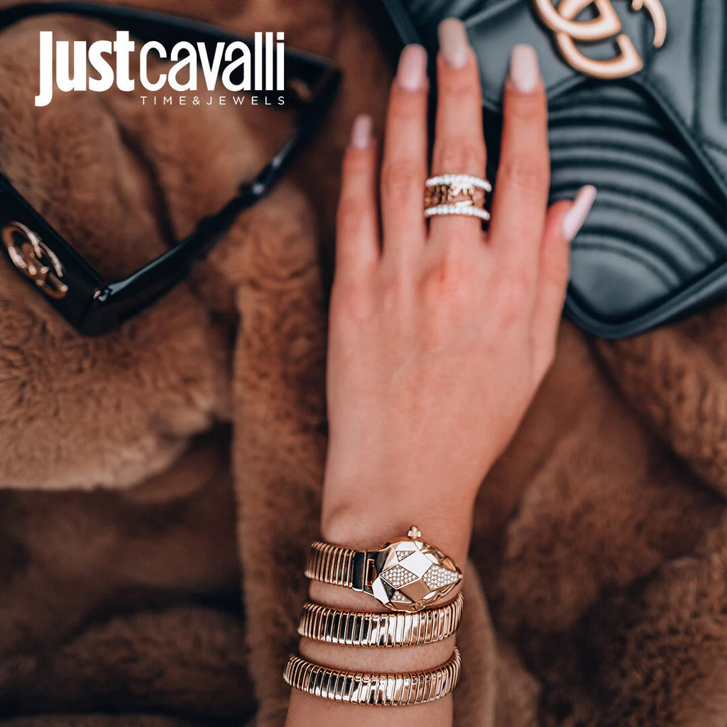 JUST CAVALLI Women's Watch with Gold Stainless Steel Case and Gold Stainless Steel Band