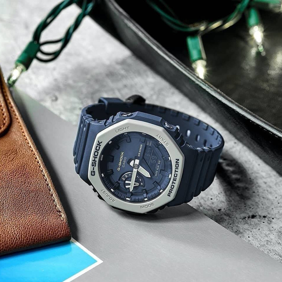 CASIO G-SHOCK GA-2110ET-2ADR - BOLD BLUE OCTAGON MEN'S WATCH with Resin Band and Digital Dial