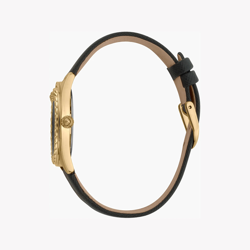 JUST CAVALLI Women's Watch with Gold Stainless Steel Case and Black Leather Band