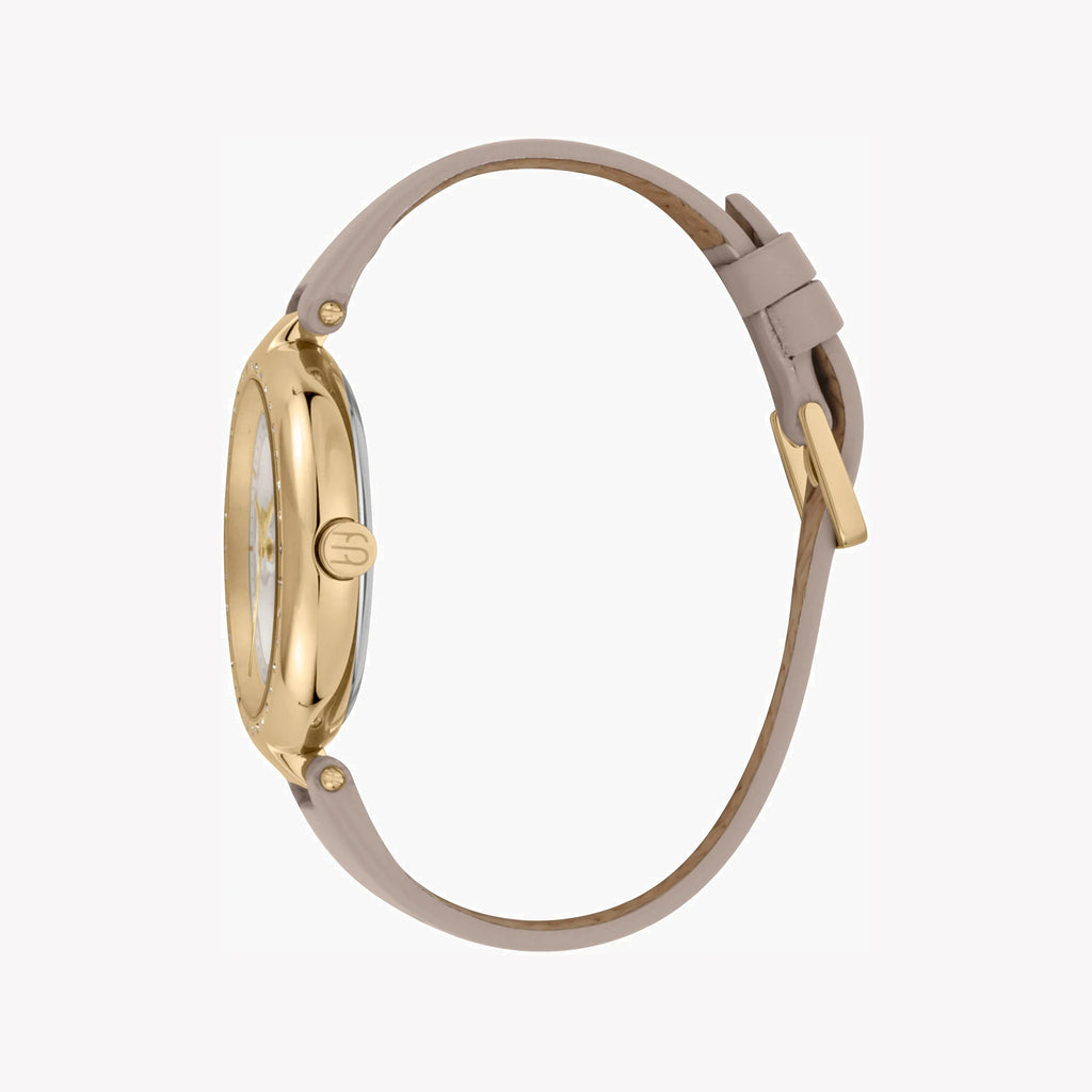 ESPRIT Women's Watch with Silver Stainless Steel Case and Beige Leather Band