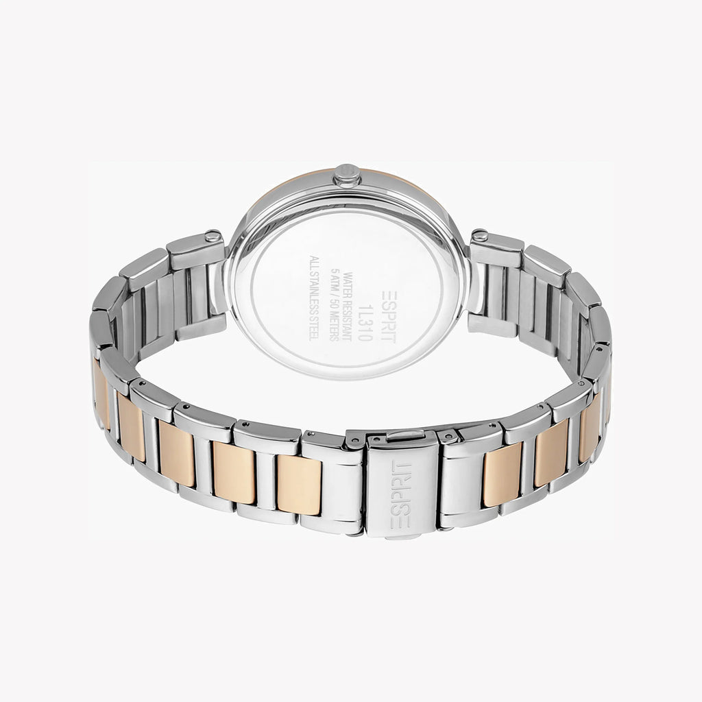 ESPRIT Women's Watch with Silver Stainless Steel Case and Silver & Rose Gold Stainless Steel Band