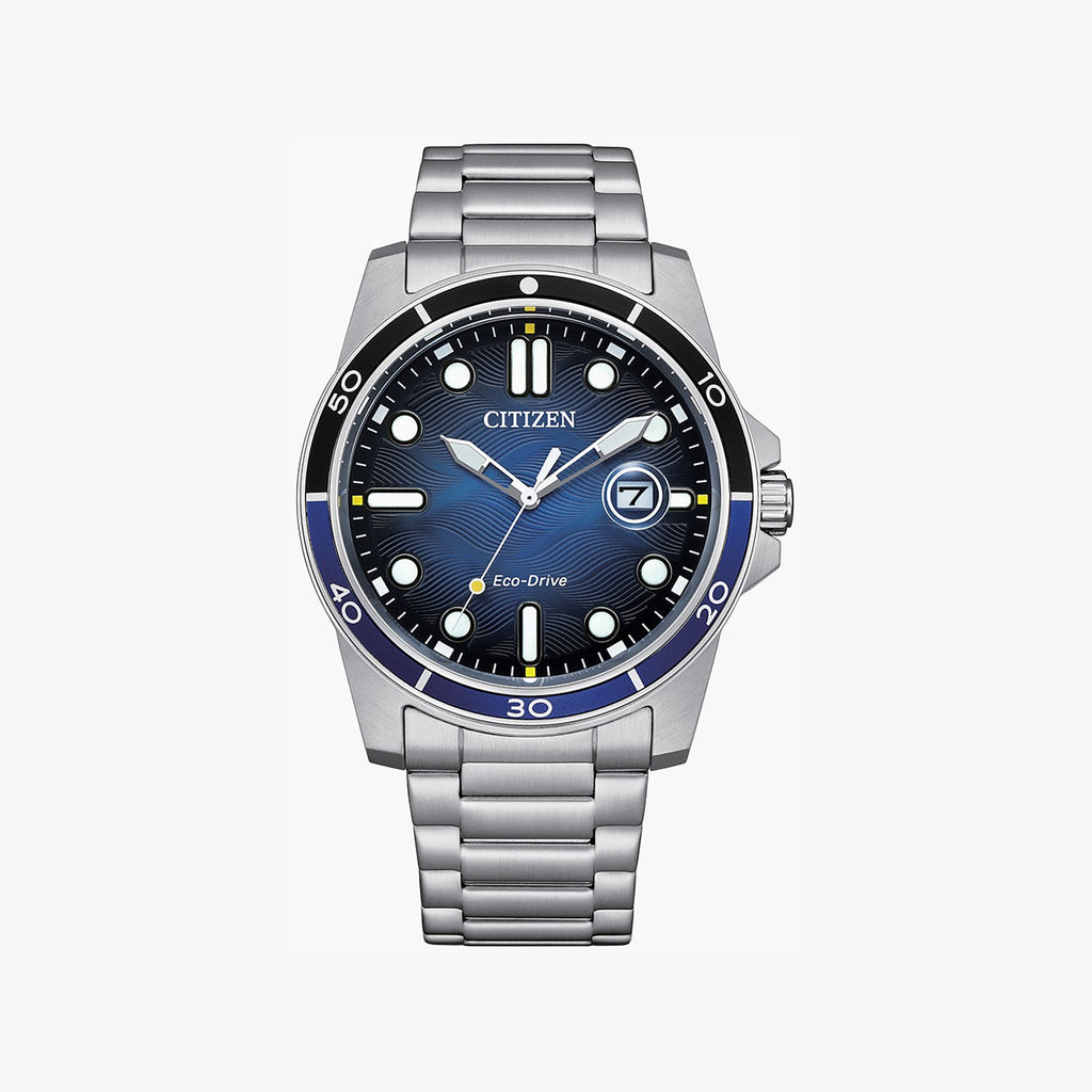 CITIZEN AW1810-85L - ELEGANT BLUE DIAL MEN'S ECO-DRIVE STAINLESS STEEL WATCH