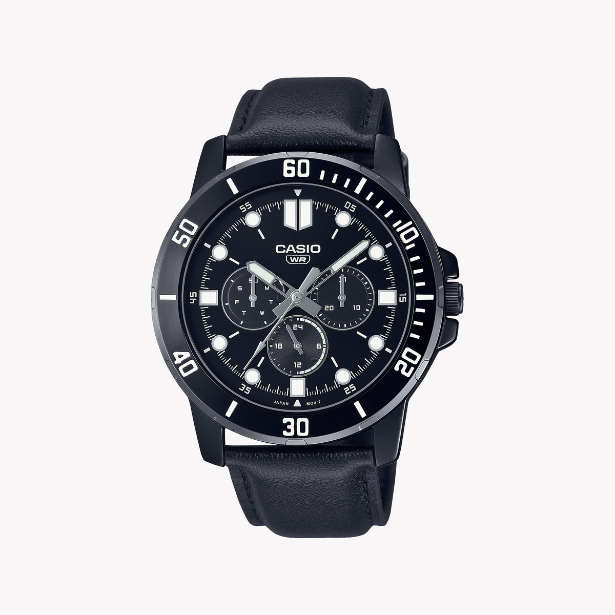 CASIO MTP-VD300BL-1EUDF SPORTY EDGE - RUGGEDLY ELEGANT MEN'S WATCH WITH BLACK STAINLESS STEEL & LEATHER BAND