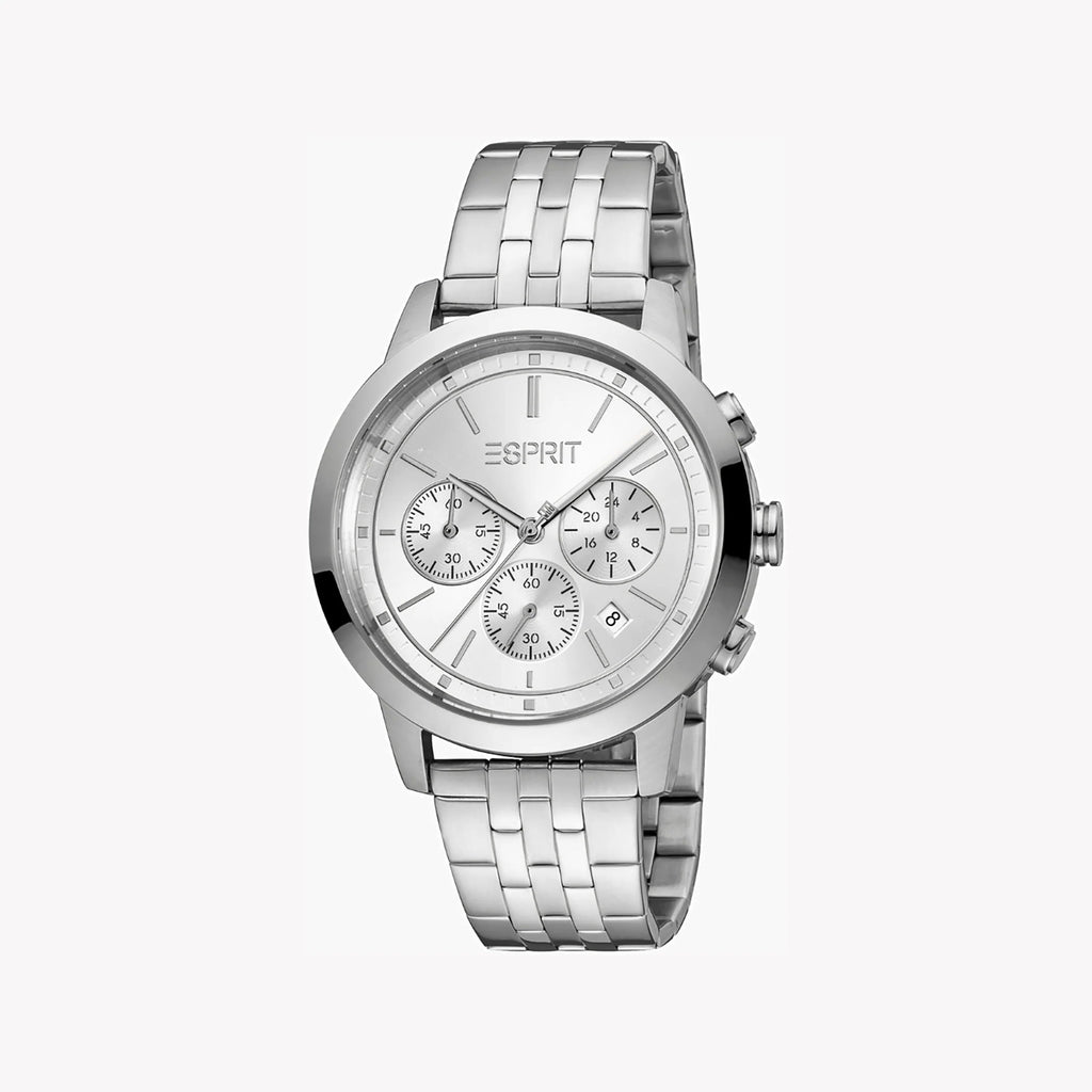 ESPRIT MEN'S TIMEPIECE - ELEGANT SILVER STAINLESS STEEL WATCH WITH ROUND DIAL