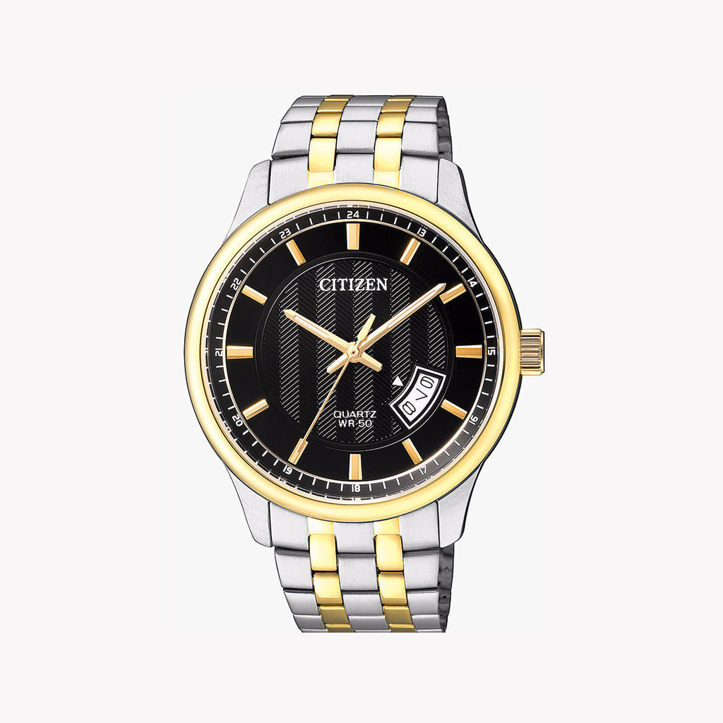 CITIZEN BI1054-80E - BOLD REFLECTIONS IN GOLD: Men's Precision Timepiece with Black Dial & Dual-Tone Band
