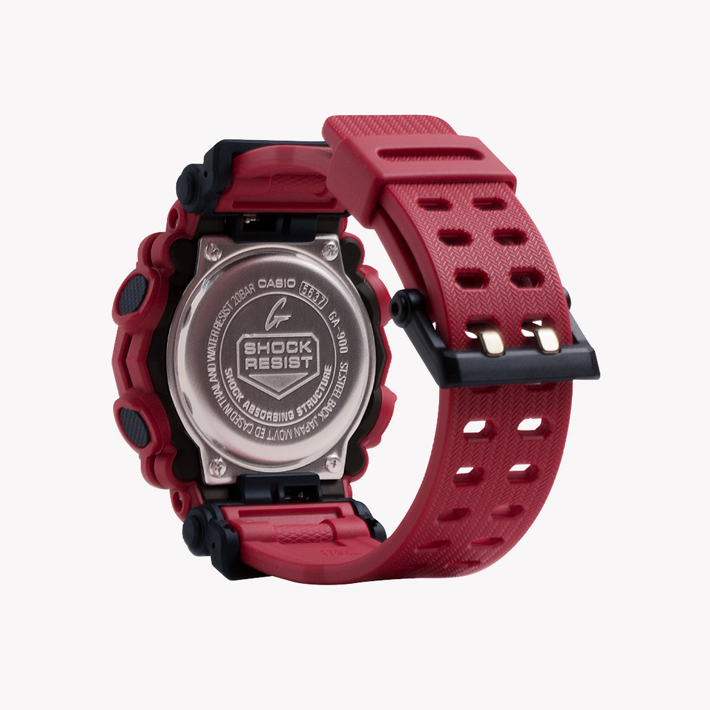 CASIO G-SHOCK GA-900-4ADR RESILIENT ADVENTURER - MEN'S WATCH with striking red case and bold black dial