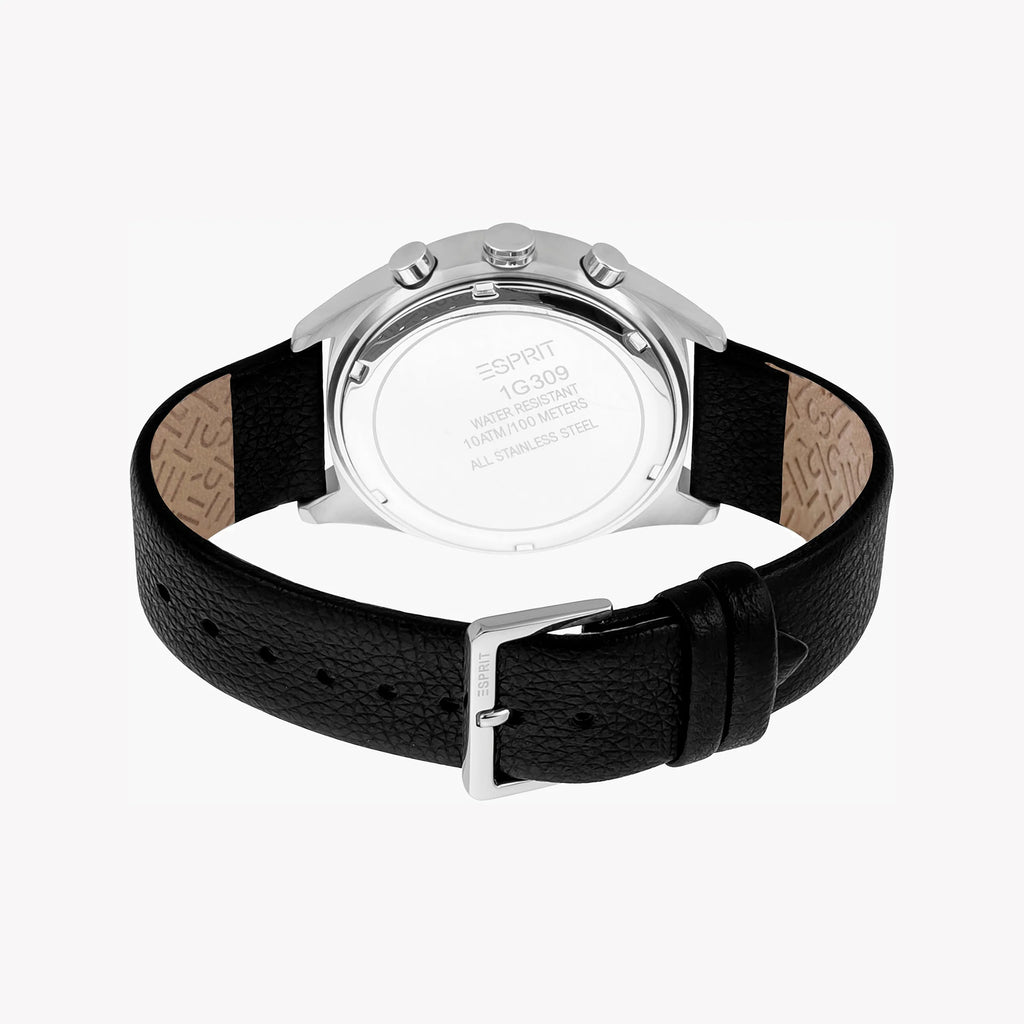 ESPRIT MEN'S STYLISH BLACK LEATHER WATCH - DURABLE STAINLESS STEEL TIMEPIECE