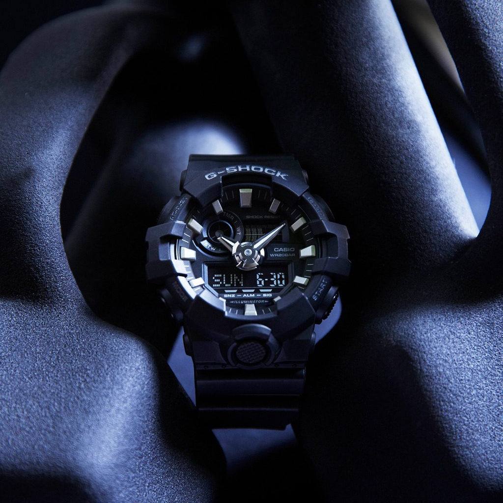 CASIO G-SHOCK GA-700-1B - BOLD BLACK ADVENTURER MEN'S WATCH with LED Light & 200m Water Resistance