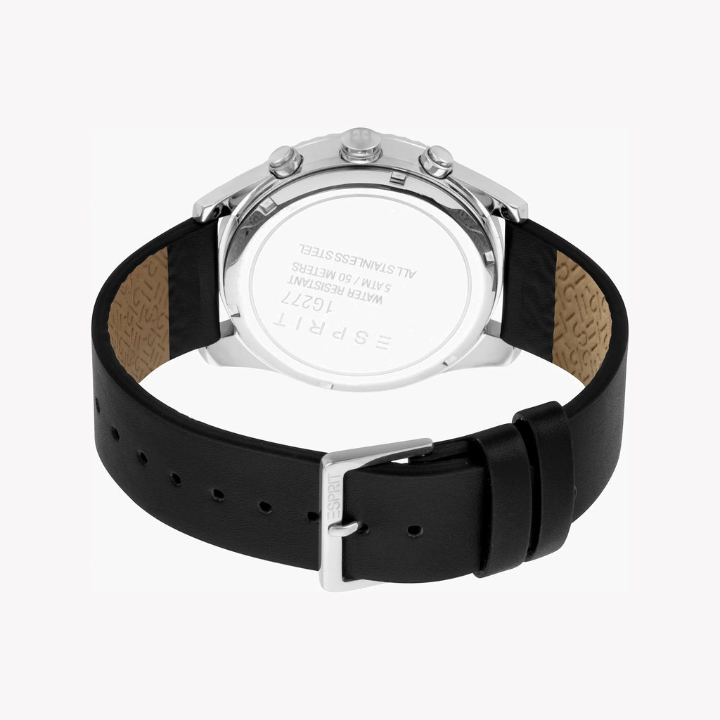 ESPRIT MEN'S STYLISH BLACK LEATHER WATCH - TIMELESS ELEGANCE WITH STAINLESS STEEL CASE