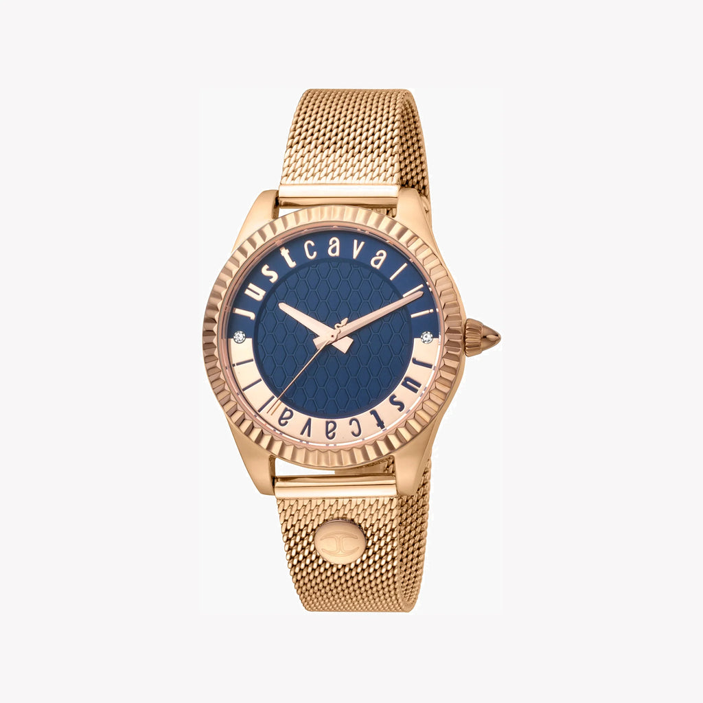 JUST CAVALLI Women's Watch with Rose Gold Stainless Steel Case and Rose Gold Stainless Steel Band
