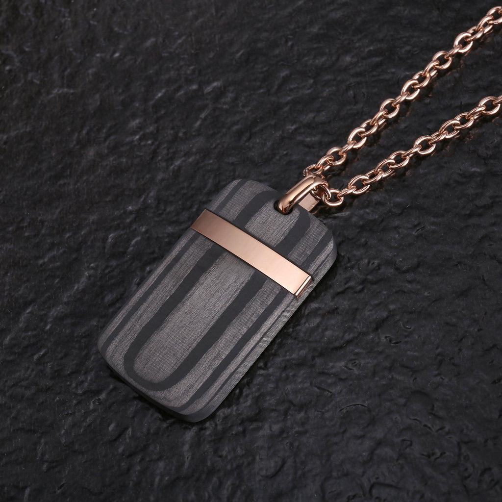 ZINK Men's Necklace - Rose Gold & Black Stainless Steel | ZJPD01711