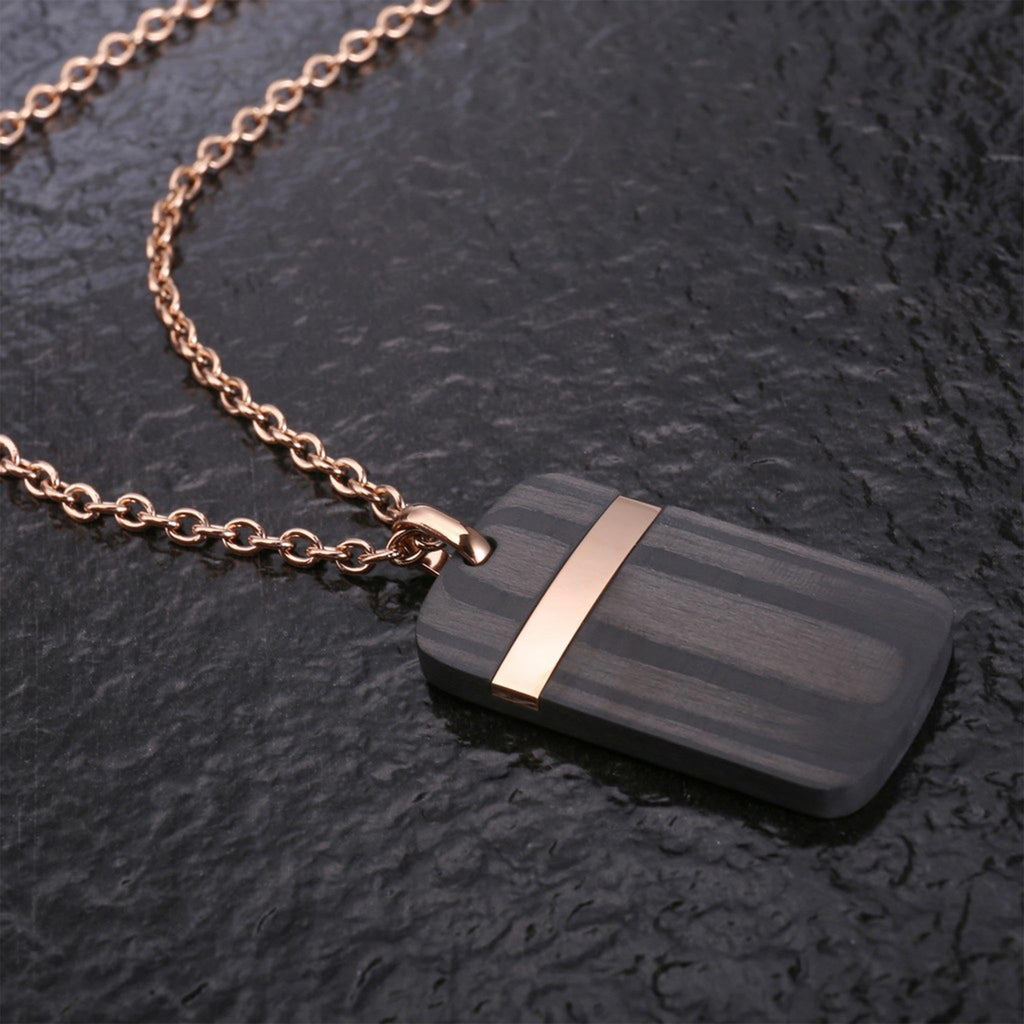 ZINK Men's Necklace - Rose Gold & Black Stainless Steel | ZJPD01711